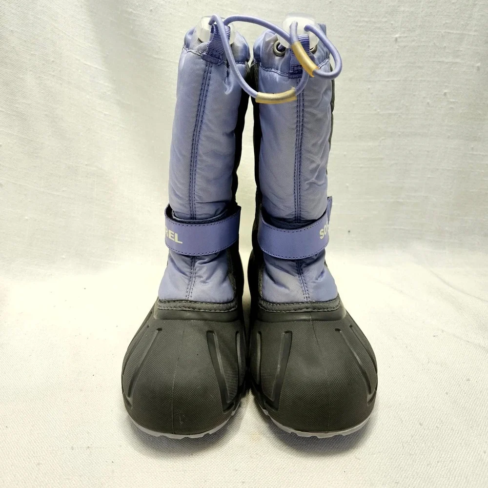 Sorel Flurry Snow Boots‎ Youth 1 Gray Purple Waterproof Insulated Winter Kids